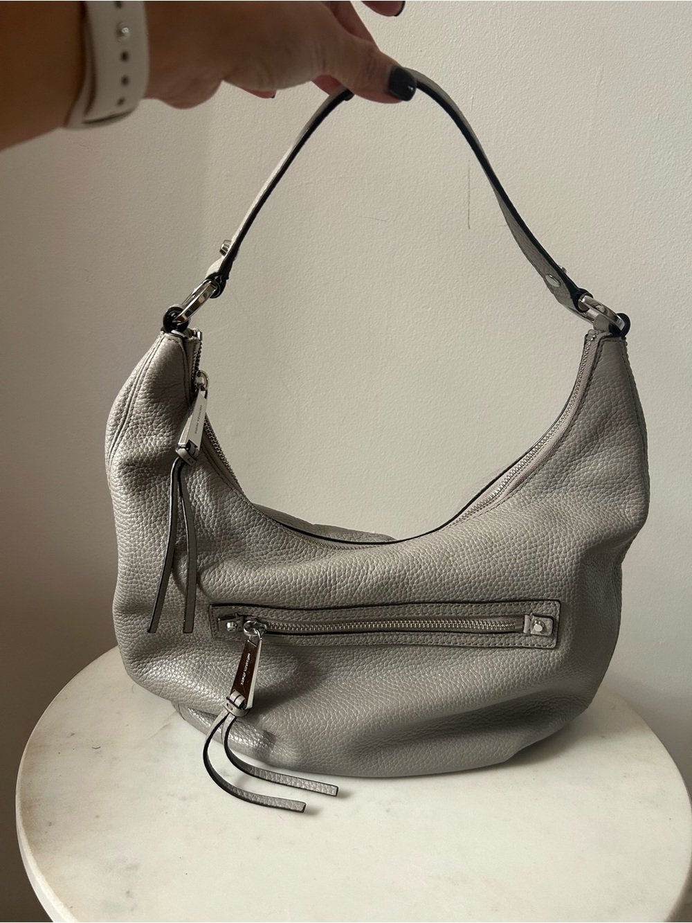 Michael Kors Pebbled Leather Hobo in Light Gray
